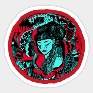 Turqred Circle of The Geisha Sticker